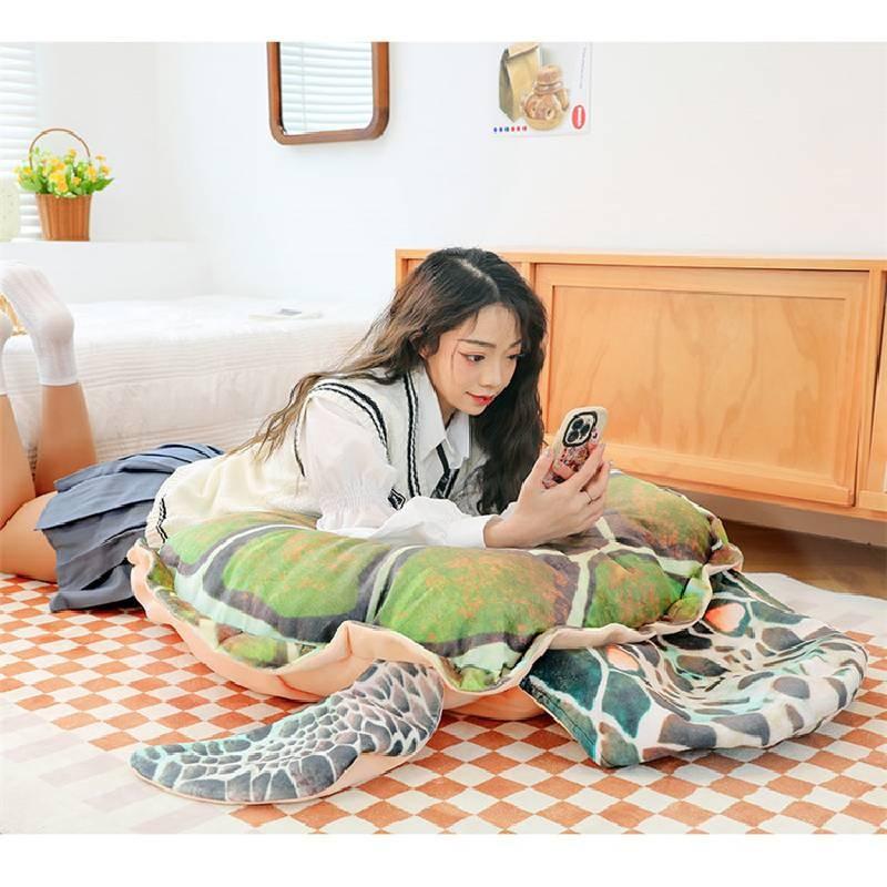 Almofada de Pelúcia Casco de Tartaruga Única e Adorável, Brinquedo de Pelúcia Vestível para Relaxamento Aconchegante