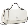 Calvin Klein Elegant Commuter Letter Shoulder Chain Mixed Material Tote Bag Small Women Handbags Lily-White 4F3282G-FUP