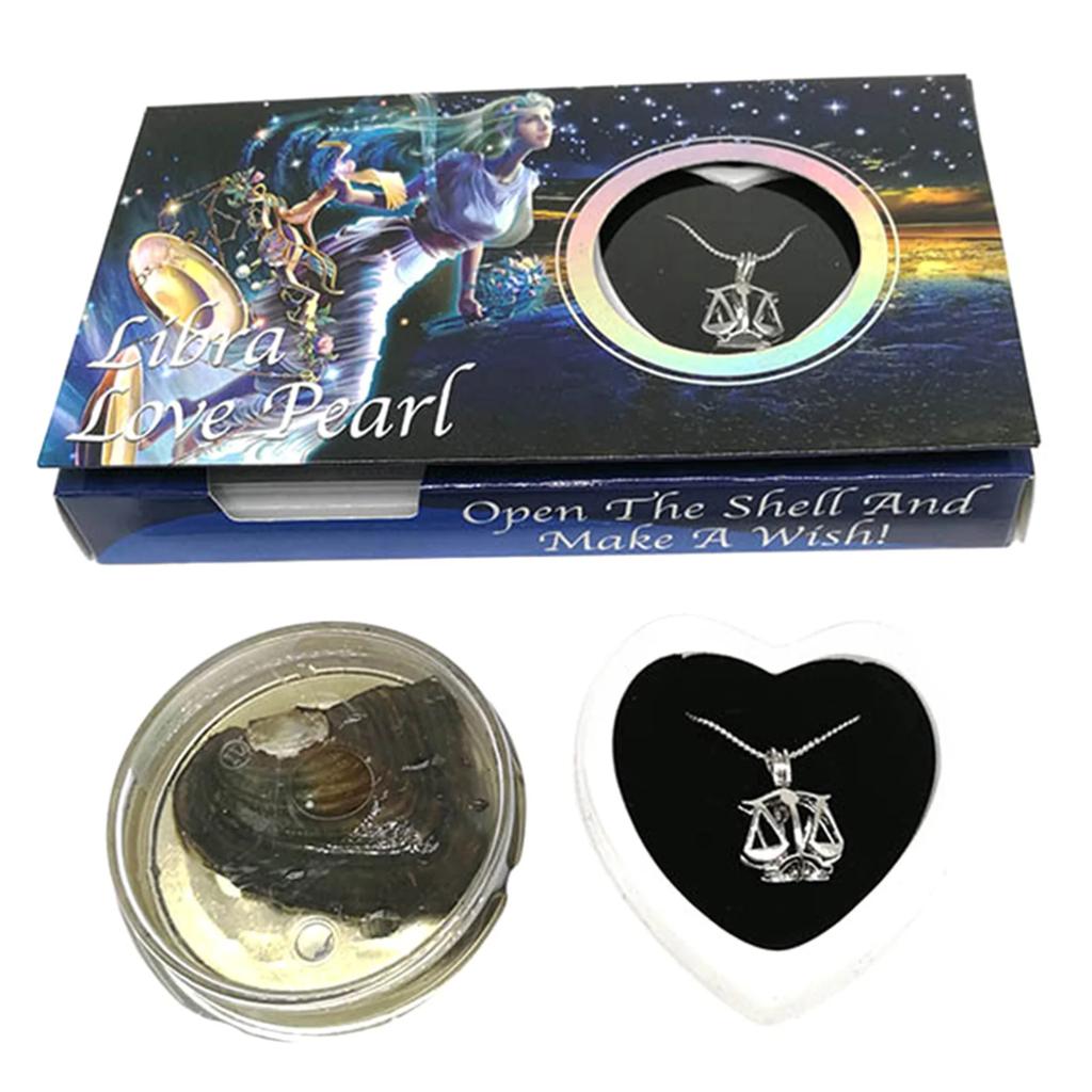 Kit Fai da Te Creazioni Perla d'Amore Zodiaco Desideri con Collana Ciondolo Conchiglia di Perla d'Acqua Dolce Scatola Regalo in Lattina per Decorazione Donna