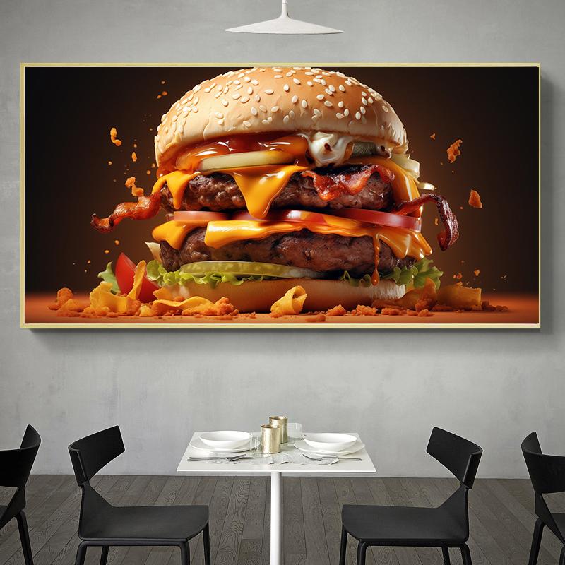 Hamburger Spices and Herbs Pizza Hot Dog Coffee Poster Canvas Painting Print  Kitchen Art Restaurant Wall Home Decor