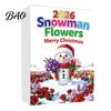 Holiday Gift Ideas Snowman Advent Calendar, 24Pcs Acrylic 2D Hanging Ornament Set Christmas Scene Decoration with Bouquet Flowers, Tree Decor,