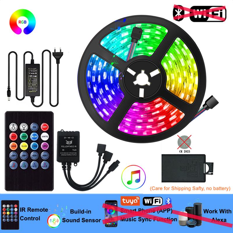 RGB Led Strip Lights For Room Wall Smart Led Tape Light 220V Flexible Led Lighting Strips 12V Led Lights Strip 60Led/m