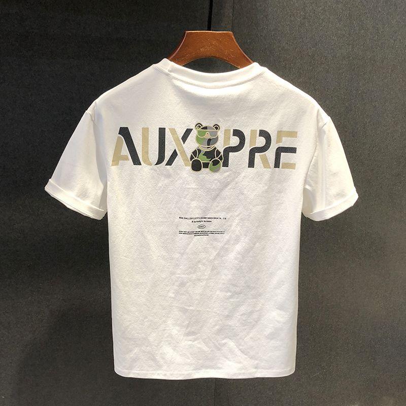 Хлопковая футболка с короткими рукавами, мужская модная футболка с принтом, мужская одежда 2XL белый