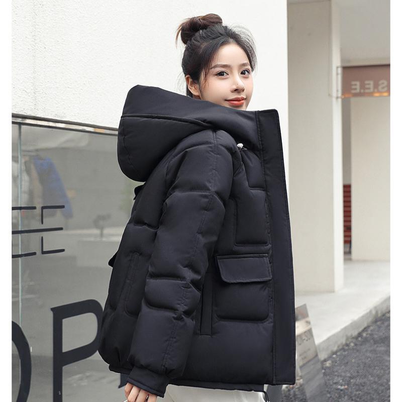 Herbst Winter Verdicken Warme Parka Frauen Casual Große Tasche Einfarbig Lose Mit Kapuze Mantel Baumwolle Gepolsterte Jacken Outwear