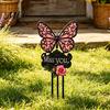Outdoor Sympathy Gift Butterfly Memorial Garden Stake, Miss You Sign, Pink Acrylic Rose Decor Yard Art Stake for Lawn Courtyard Cemetery Decoration
