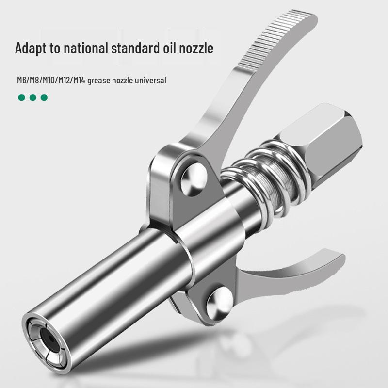 High-Pressure Self-Locking Grease Gun Nozzle - Electric, Pneumatic, Manual Compatible