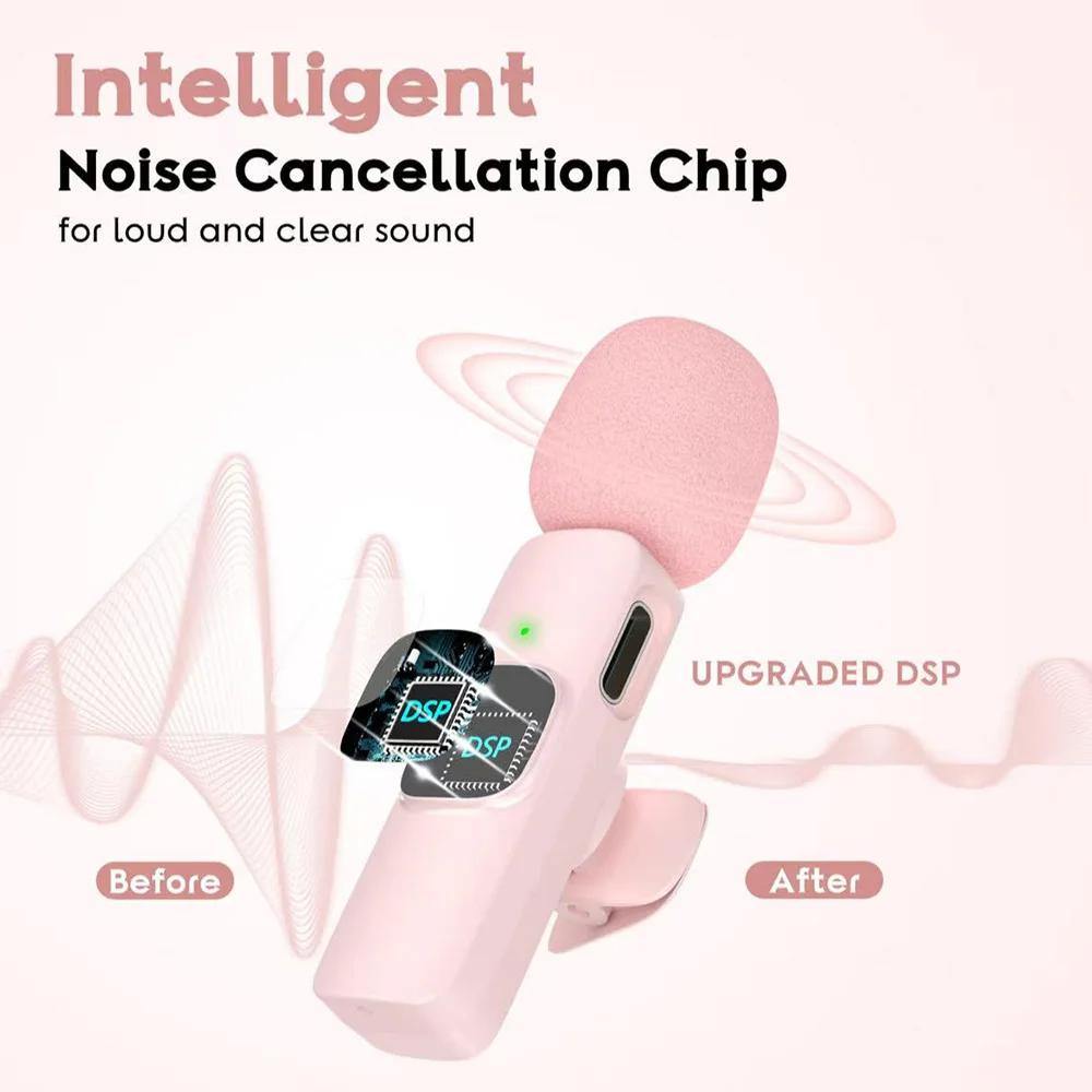 2.4G Lavalier Microphone Mini Wireless Microphone Audio Video Recording Mic for iPhone Android Phone for Live Broadcast Game