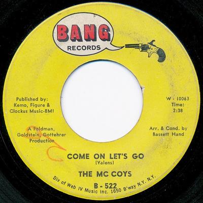 7inch Record MC COYS - Come On Let's Go / Little People B522 BANG 1966 US Rock Used