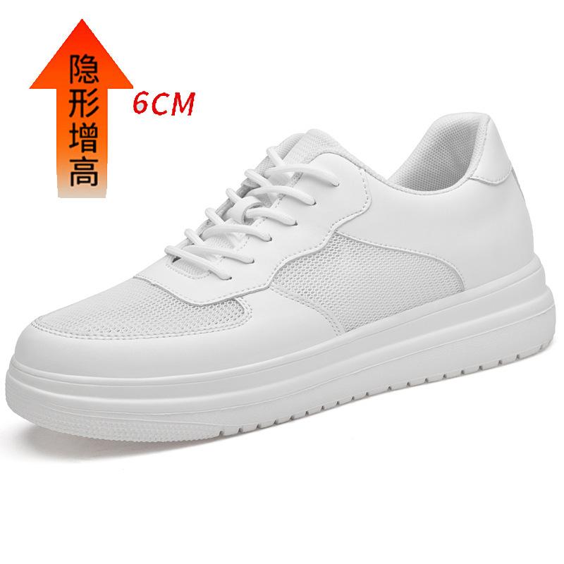 Summer Breathable Invisible Inner Height Increase 6, 8 Men's Shoes Spring Soft Baseplate Shoes Men's Casual Youth Little White Light Shoes
