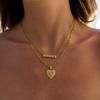 Handmade Double Stacked Neck Chain Titanium Steel Heart Clavicle Chain  Summer Beach