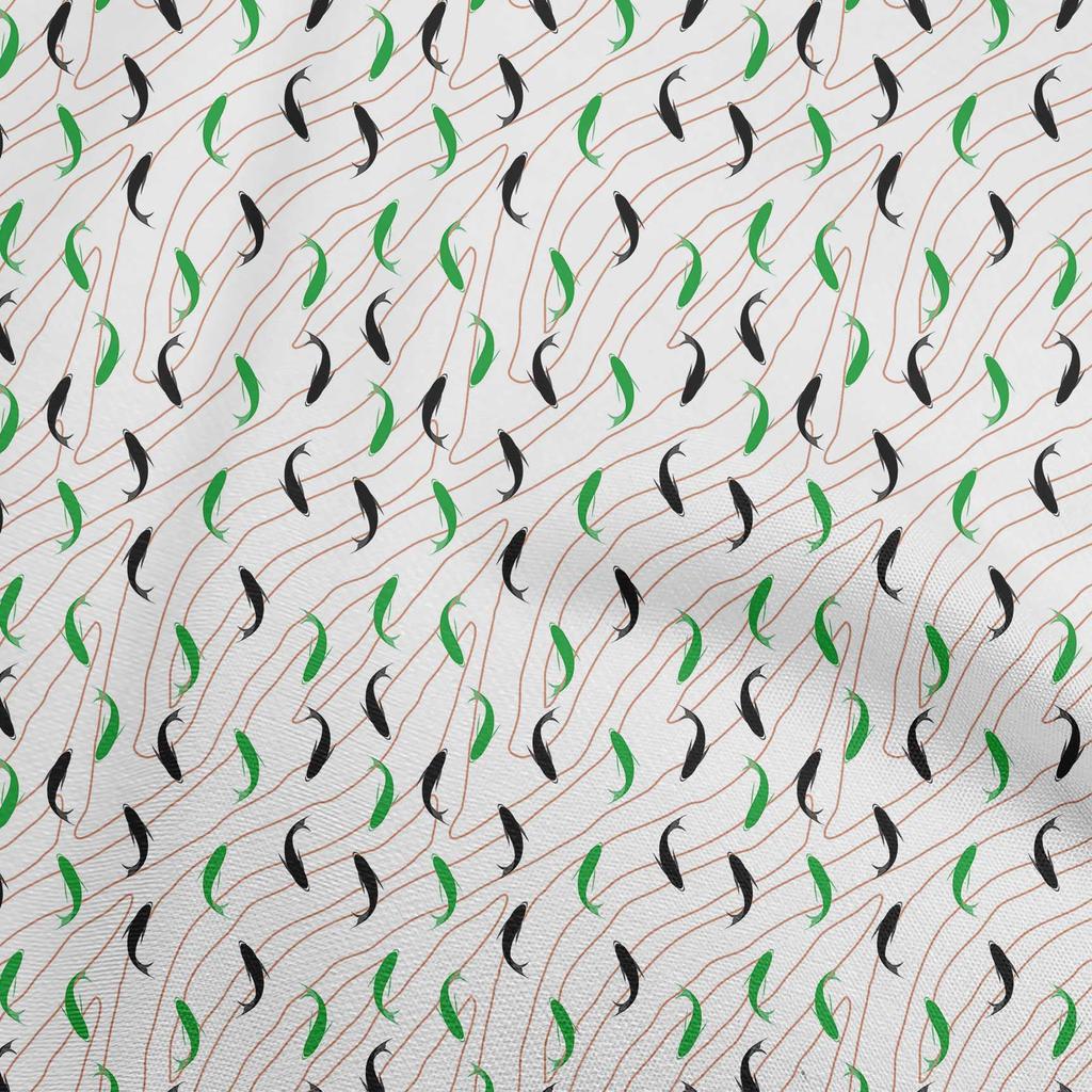 oneOone Cotton Flex Dark Teal Green Fabric Ocean Fish Dress Material Fabric Print Fabric By The Yard 40 Inch