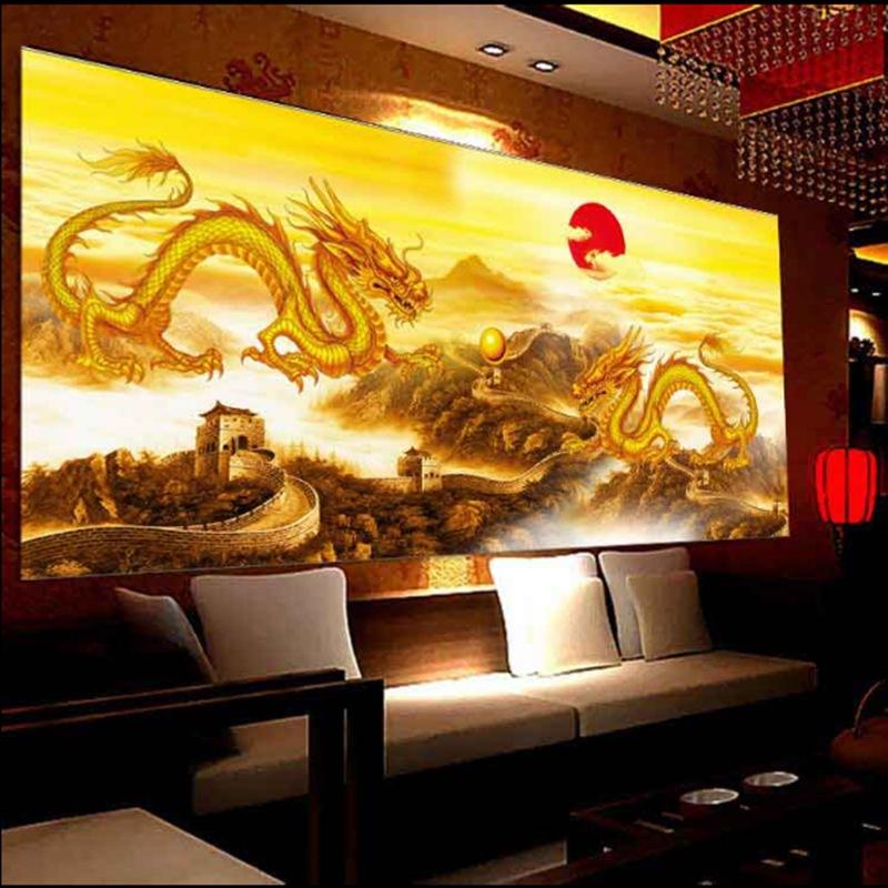 

5D полная дрель алмазная живопись вышивка крестиком пейзажная живопись стиль алмазная вышивка китайский дракон мозаика декор для спальни