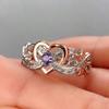 Cute Women's Fashion Heart Zirconia Wedding Ring Wedding Band Anniversary Gift Party Valentine's Day Engagement Women Jewelry Size 4-11#