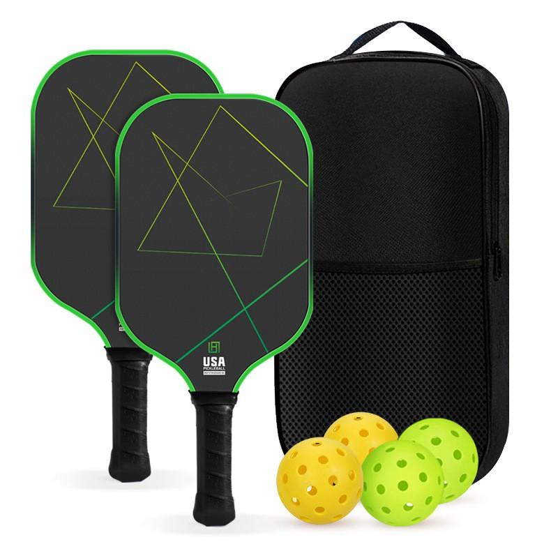 T700 Carbon Fiber Pickleball Paddle Set 2 Rackets 4 Balls Bag