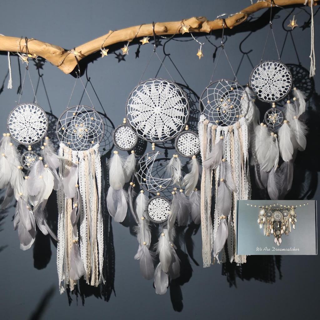 Nordic Five-Piece Feather Dream Catcher Wall Hanging Decor Set