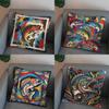 2D Buntes Fischmuster Kissenbezug Muster Kissenbezug Geeignet für Sofa Schlafzimmer Auto Kissenbezug