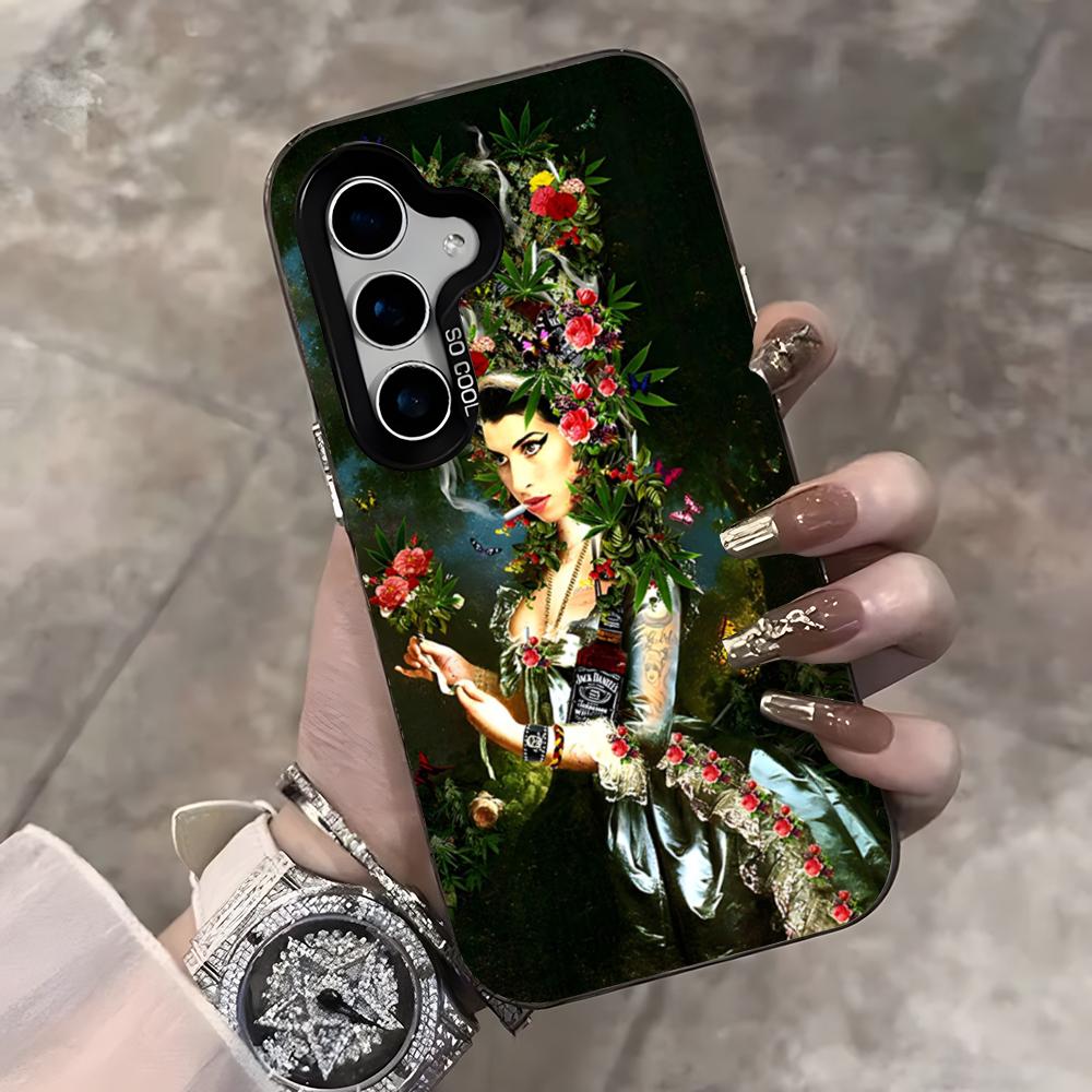 Amy Winehouse Phone Case For Samsung S25 Ultra S23 S22 S21 S20 Ultra Plus S24 Fe A54 A55 Color Silver Cover