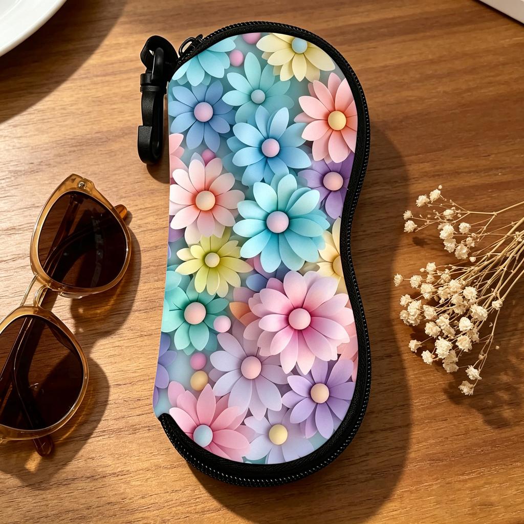 Eyewear Case Waterproof Floral Sunglasses Case Neoprene Eyeglasses Pouch Worry Free Zipper Sunglasses Pouch For Gifting Women
