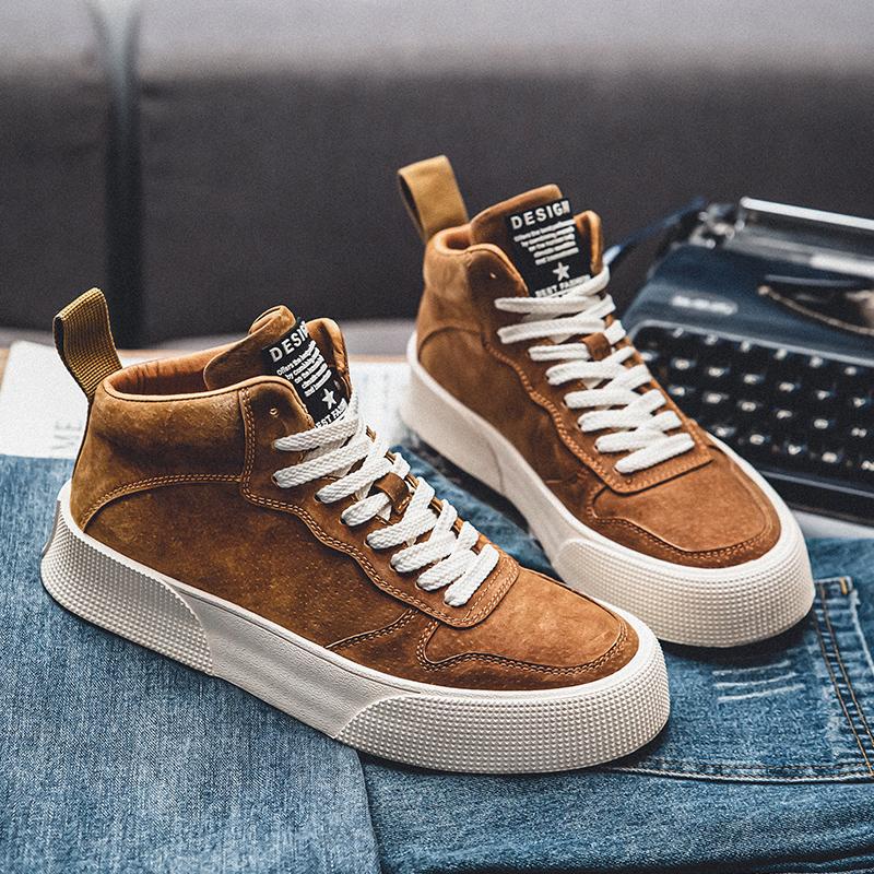 Fashion Hot Selling Men's High-top Shoes Autumn Winter Thick Soled Wear-resistant Men's Outdoor Hiking Shoes Casual Lace Up Sports Shoes