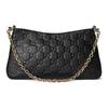Gucci GG Emblem Logo Zipper Closure Pebbled Leather Handbag Small Women Handbags Black 815277-AAEEM-1000