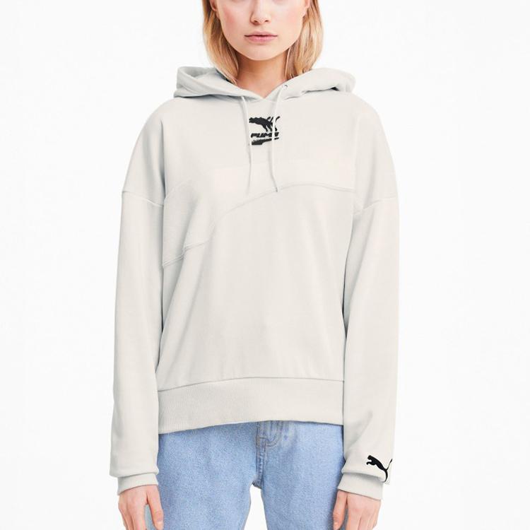 Puma Hanorac sport cu mânecă lungă, cu glugă, cu glugă, pentru femei Topuri, gri cărbune 599314-05