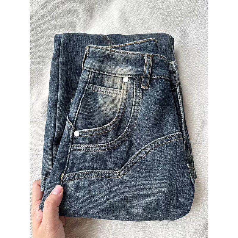 

2024 Женские черные джинсы клеш с высокой посадкой - Стройнящие, эластичные, свободного кроя для осени/зимы L