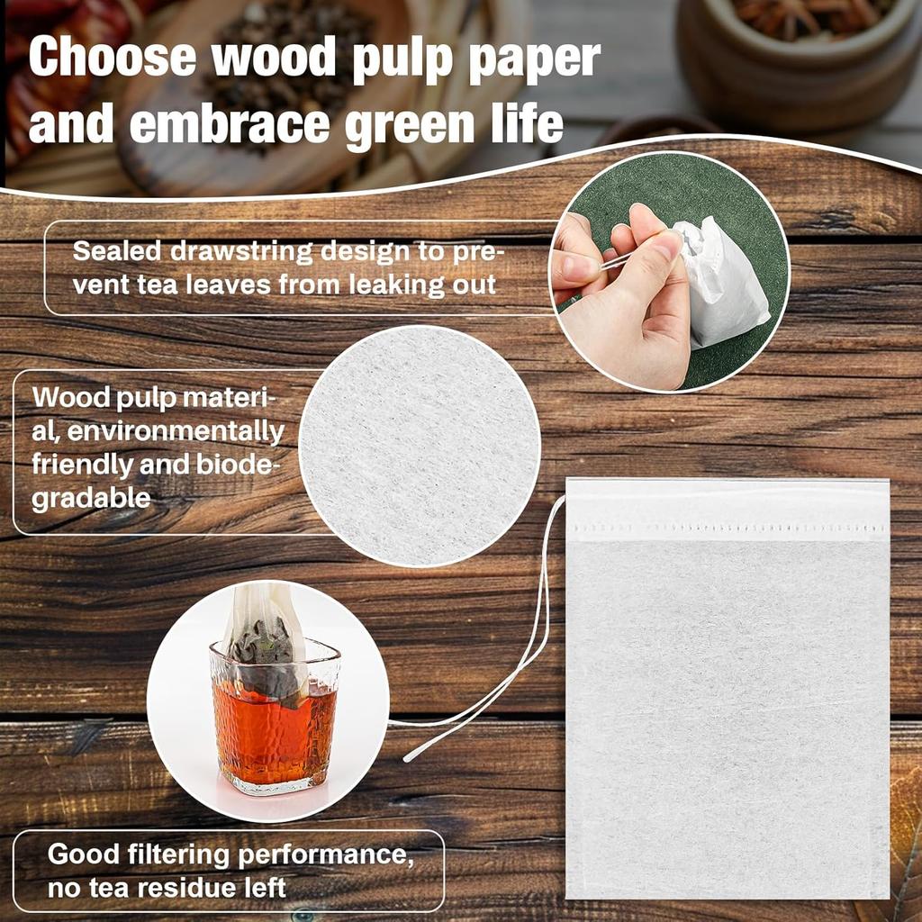 MAQIHAN 300 PCS Empty Tea Bags for Loose Tea - Disposable Tea Filter Bags White Natural Biodegradable Bulk Fillable Empty Tea Bags with String Empty