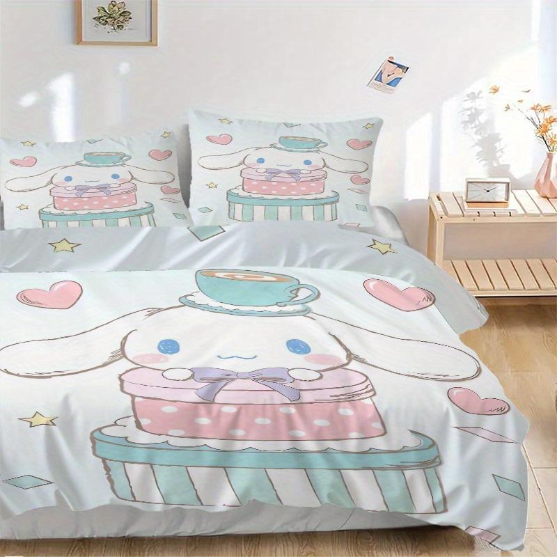 

3pcs Sanrio Gift Cinnamoroll Pattern Quilt Set - Soft and Comfortable Bedroom, Guest Room and Dorm Decor Bedding Set 1 Quilt Cover + 2 Pillo 135x200cm