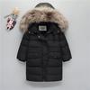 Winter Children Down Jacket for Boys Warm Real Raccoon Fur Hooded Long Boys Outerwear Coat Kids Jacket
