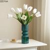 Green Relief Glass Vase Hydroponics Flower Pots Desk Decoration Flowers Arrangement Crafts Floral Vases Room Aesthetic Decor
