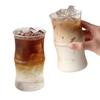 415ml Ins Glass Cup Heat-resistant Tumbler Drinkware Transparent Tea Juice Milk Coffee Home Water Glasses Stripe Mug Bar Tool
