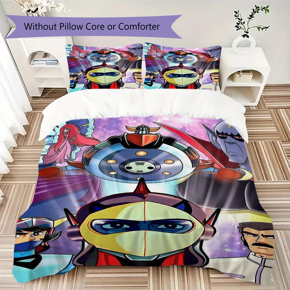 Grendizer Goldorak Pattern Bedding,Quilt Set Quilt Cover Pillowcase Home Birthday Gift(1 * duvet cover + 2 * pillowcase, without core)_lx