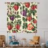 Cartoon Strawberries Curtains Bedroom,Vintage Tropical Fruit Strawberries Pattern Thermal Insulated Darkening Pocket Curtains