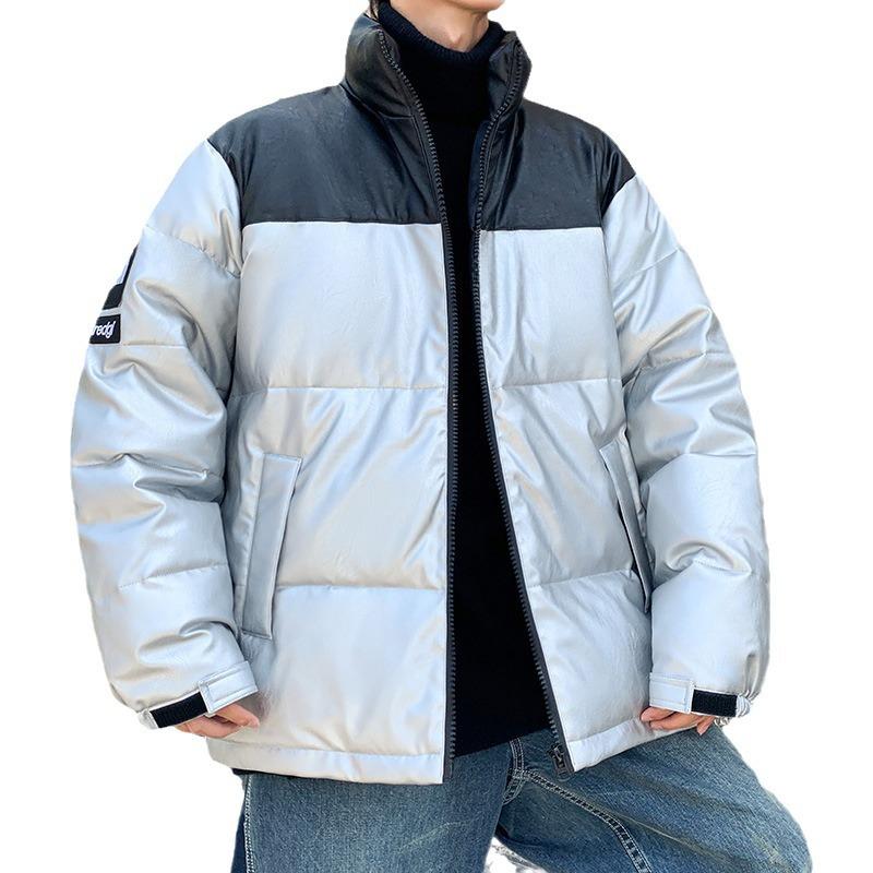 Winter-Daunenjacke aus Pu-Leder für Männer und Frauen, waschmaschinenfest, für Junior High School und High School, neuer, dicker Trendjacken-Trend für Studenten