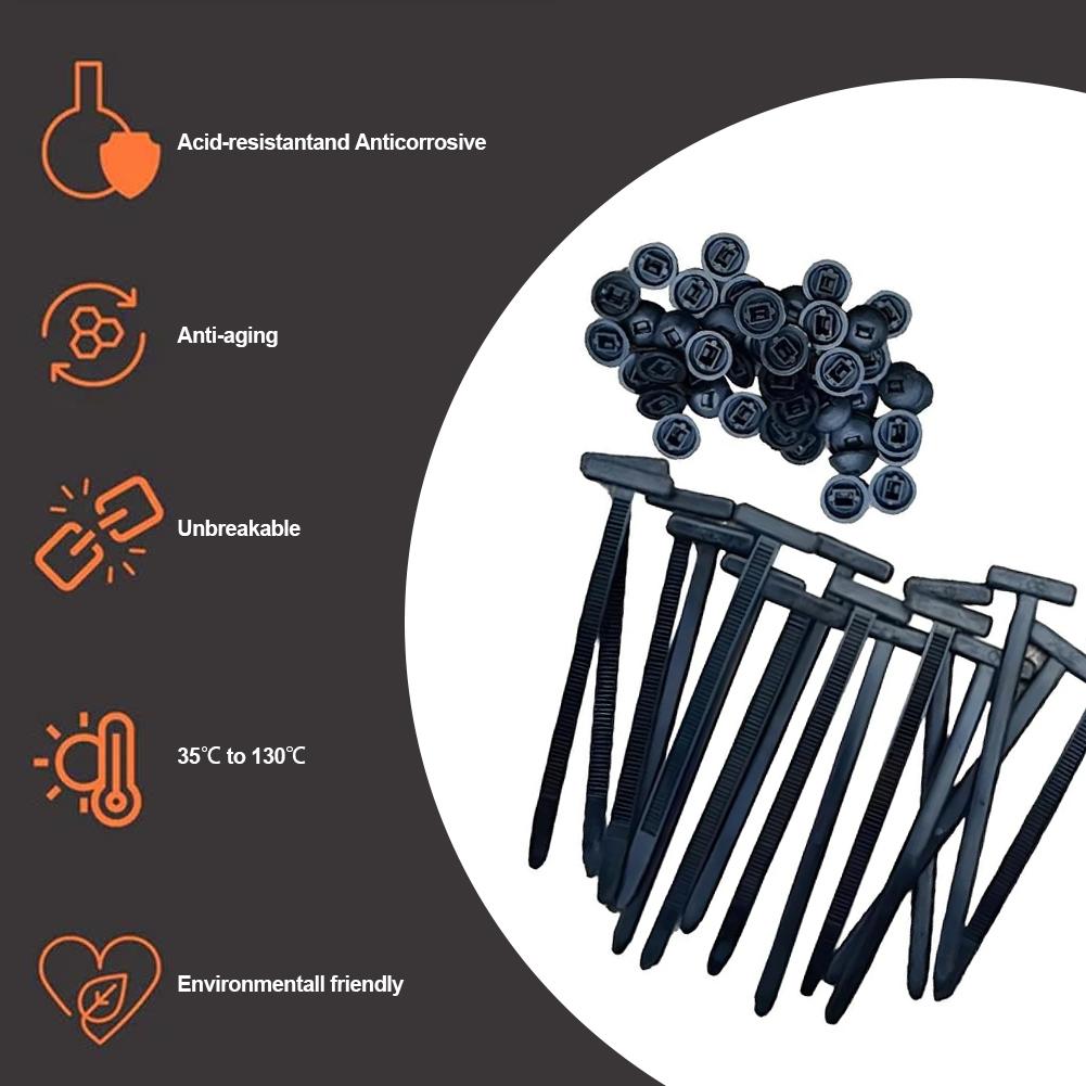 10/20/50/100Pcs Multipurpose Nylon Car Repair Cable Tie Buckle Heavy Duty Self-Locking Nylon Zip Ties Holder for Home Plastic Cable Ties Tool