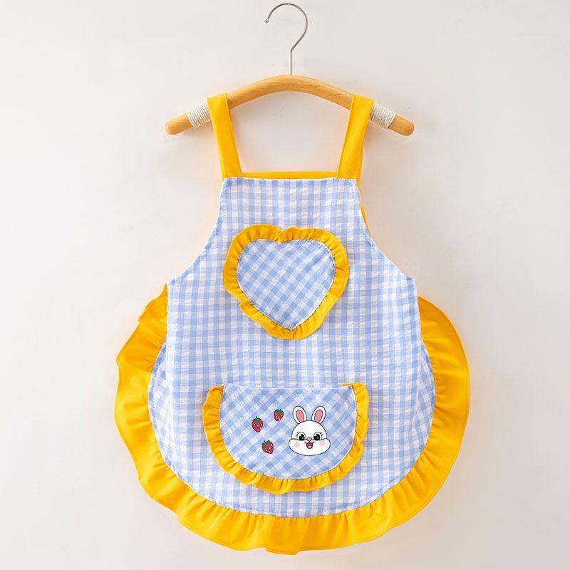 New Medium Large Children's Apron 3 To 6 Years Old Kindergarten Summer Sleeveless Waterproof Dirt-Proof Dressing Baby Eating Bib