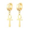 Drop Cross Earring Mens Egyptian Ankh Michael Hang Dangle Earrings Black Stainless Steel Male Punk Jewelry