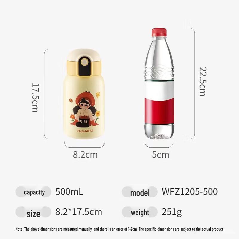FUGUANG Cute Temperature Display Insulated Straw Mug