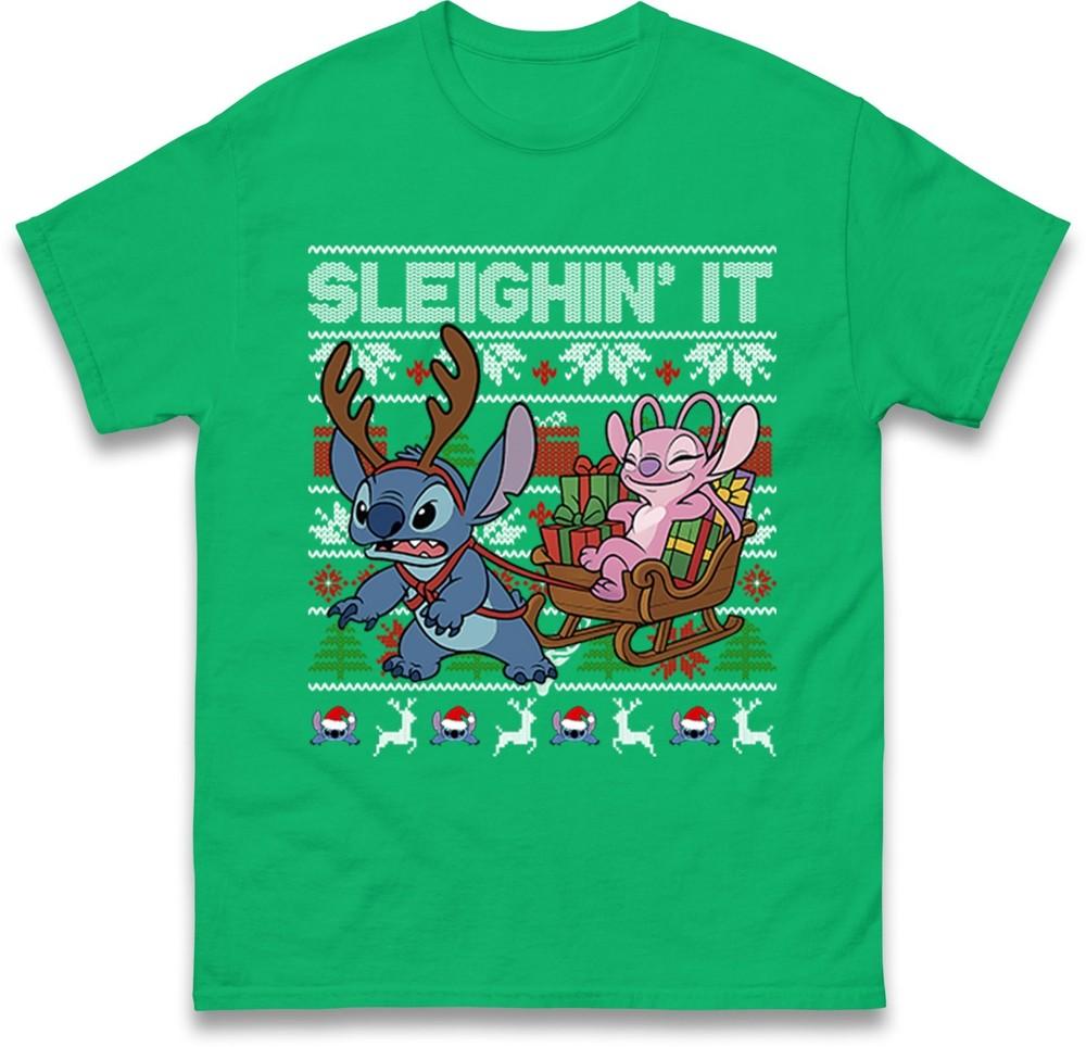 Lilo Stitch Christmas T Shirt Sleighinit Stitch Xmas Tee Shirt Gift Tee Top