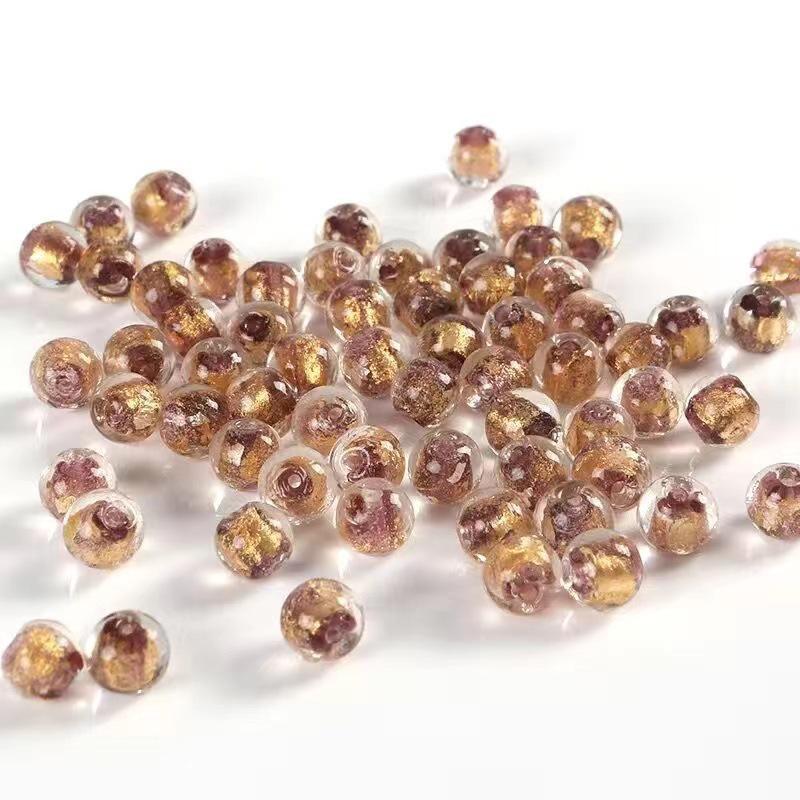 Beijing Gold Leaf Incense Ash Glazed Beads - Seven-Color Gold & Silver Loose Beads for DIY Jewelry