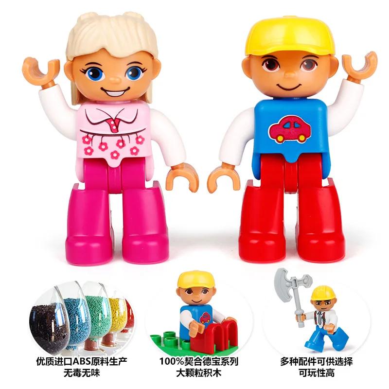 Compatible Large Building Blocks Figures Family Professional Roles Flexible Joints DIY Brick Toys