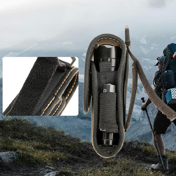 Soporte de linterna seguro montado en la cintura Construcción de nailon resistente a la intemperie Accesorios de viaje para exteriores para el uso de linternas