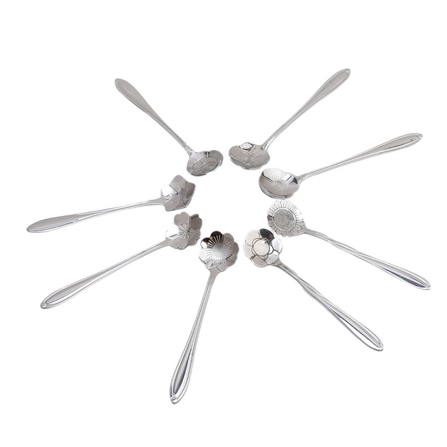 Stainless Steel Dessert Coffee Stirring Spoon Creative Cherry Blossom Spoon Kitchen Seasoning Spoon