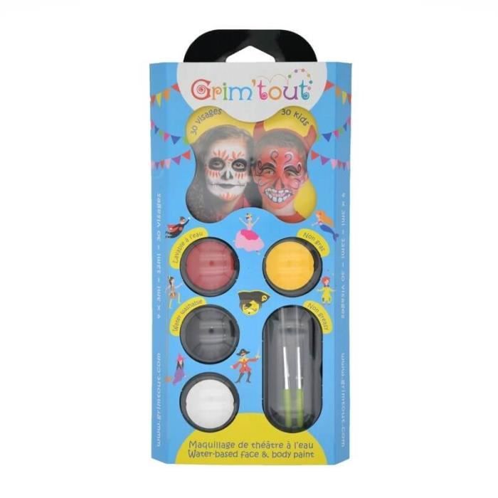 Set de maquillage aquarellable Grim'tout - Marque Grim'tout - Pour enfant - Non gras à l'eau