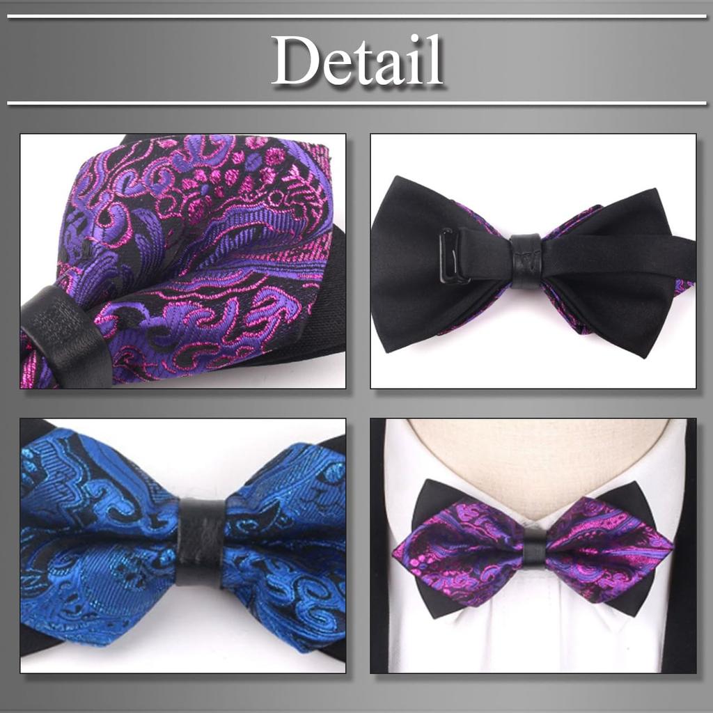 [Buzz Selection] Jacquard Double Bow Tie, Suitable for Weddings, Business, Stylish, Unique, Glossy, Elegant, Men's AC531 (Silver)