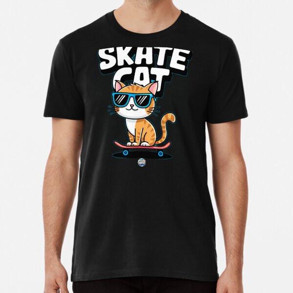 

Funny Skate Cat Skateboard Design T-Shirt S-5XL Best T-Shirt XL