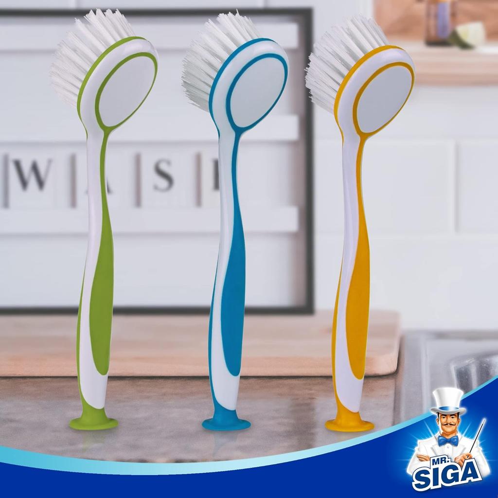 MR.SIGA Round Dish Brush, Size: Dia 5.5 X 25cm - Pack of 3