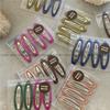 Korean Model Barrettes Colored Ice Dripping Oil Geometric Oval BB Clip Cute Girl Hairpin