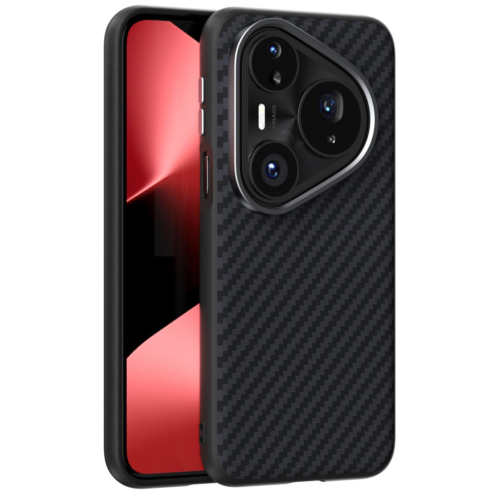 

ABEEL Чехол для Huawei Pura 80 Pro+/80 Pro, совместимый с MagSafe, задняя крышка с текстурой углеродного волокна Black