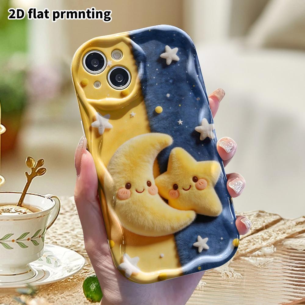 Phone Case: 2D Flat, Suitable for iPhone 18 17 16 15 14 13 12Pro Protective Case, Star and Moon Pillow, Perfect Christmas and Halloween Holiday Gift